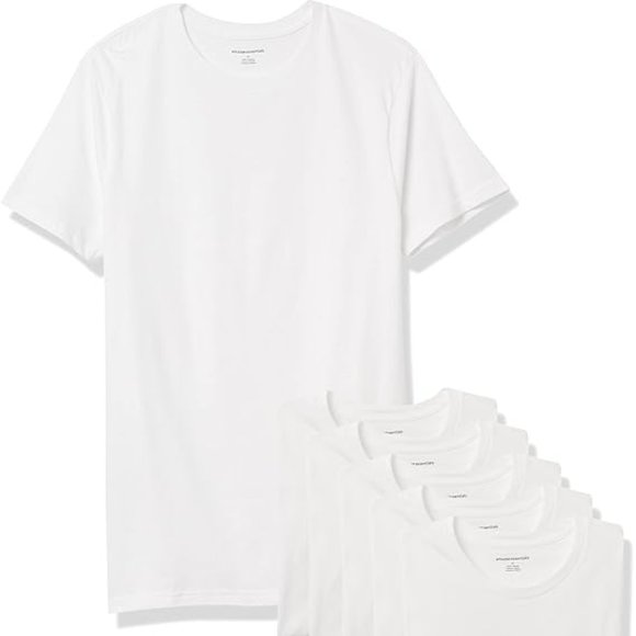 Amazon Essentials Underwear & Socks Mens Crewneck Undershirt Pack Of 5 Soft Cotton Jersey